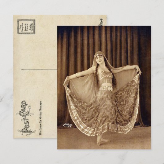 Vintage Belly Dancer Briefkaart (Voorkant / Achterkant)
