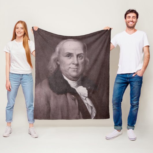 Vintage Benjamin Franklin Portrait Fleece Deken (In situ)