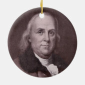 Vintage Benjamin Franklin Portrait Keramisch Ornament (Achterkant)