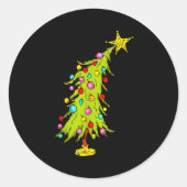 Vintage Bent Christmas Tree  Ronde Sticker (Voorkant)