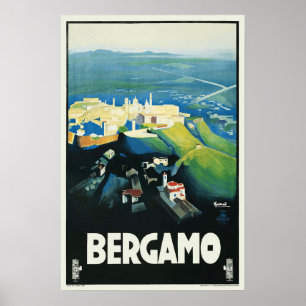Vintage Bergamo Italië - Reizen en Poster