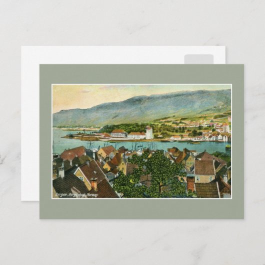 Vintage Bergen Bergenhus Noorwegen Briefkaart (Voorkant / Achterkant)