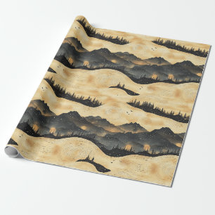 Vintage berglandschap met wolken (1) cadeaupapier