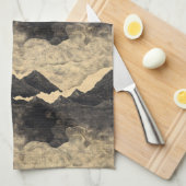 Vintage berglandschap met wolken (2) theedoek (Quarter Fold)