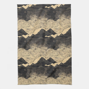 Vintage berglandschap met wolken (2) theedoek