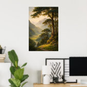 Vintage berglandschapsposter, Serene bos Poster (Thuiskantoor)