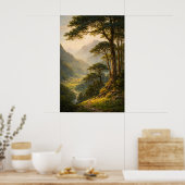 Vintage berglandschapsposter, Serene bos Poster (Keuken)