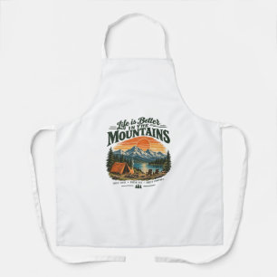 Vintage Bergwandelavontuur Retro Buitenleven Schort