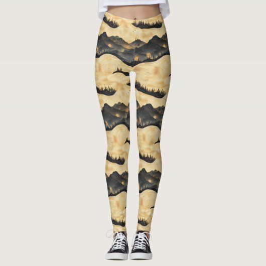 Vintage bergwolk landschap (1) leggings (Voorkant)