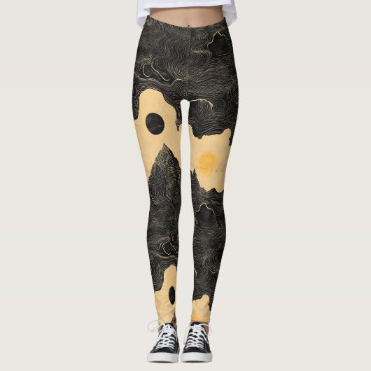 Vintage bergwolk landschap (4) leggings (Voorkant)