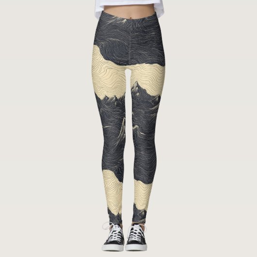 Vintage bergwolk landschap (6) leggings (Voorkant)