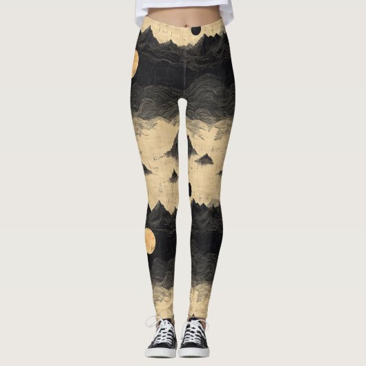 Vintage bergwolk landschap (9) leggings (Voorkant)