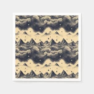 Vintage bergwolken landschap (3) servet
