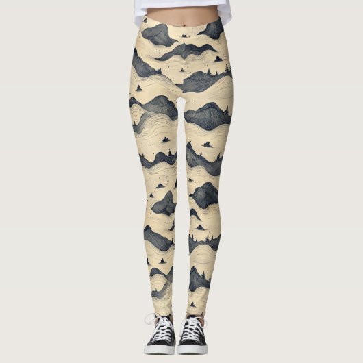 Vintage bergwolken landschap (8) leggings (Voorkant)