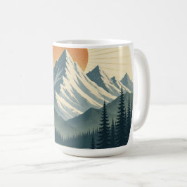 Vintage bergzonsondergang avontuur koffiemok