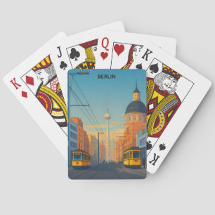 Vintage Berlijn Duitsland Tram Straatbeeld Pokerkaarten
