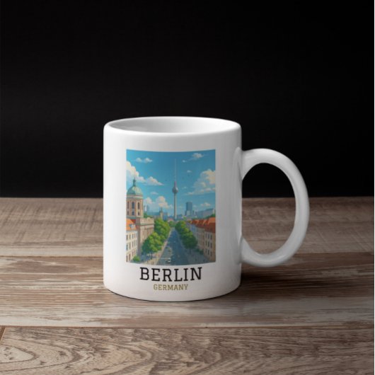 Vintage Berlin Skyline TV Tower Skyline View Koffiemok
