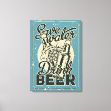 Vintage Bespaar Water Drink Bier ManCave