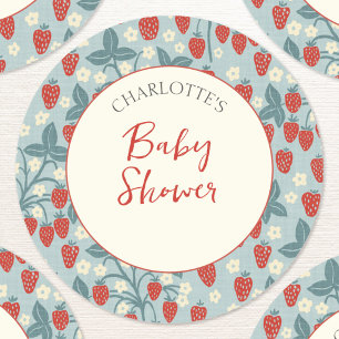 Vintage Bessie Zoete Aardbei Baby Shower Ronde Sticker