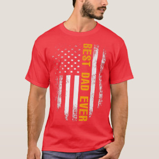 Vintage Best Dad Ever  American Flag Father's Day  T-shirt
