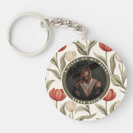 Vintage Beste Cadeaus Voor Moeder Tulp Sleutelhanger (Voorkant)