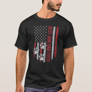 Vintage Beste Hond Papa Ooit Amerikaanse Vlag 4 Ju T-shirt