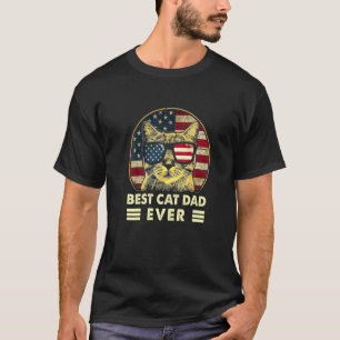 Vintage Beste Kat Vader Ooit Amerikaanse Vlag NL V T-shirt
