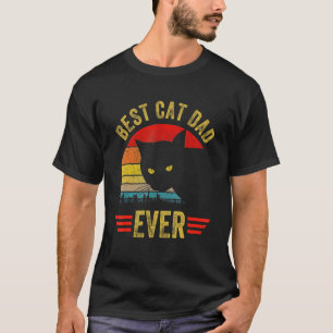 Vintage Beste Kat Vader Ooit Bril Retro Vaderdag T-shirt