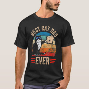 Vintage Beste Kat Vader Ooit Bril Retro Vaderdag T-shirt