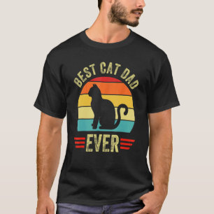Vintage Beste Kat Vader Ooit Bril Retro Vaderdag T-shirt