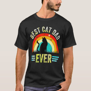 Vintage Beste Kat Vader Ooit Bril Retro Vaderdag T-shirt