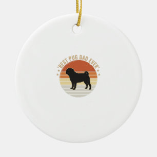 Vintage Beste Pug Vader Ooit Hond Liefhebber Shirt Keramisch Ornament