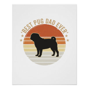 Vintage Beste Pug Vader Ooit Hond Liefhebber Shirt Perfect Poster