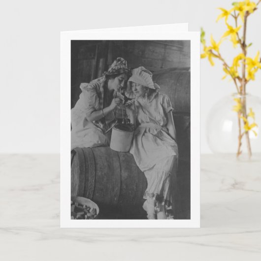 Vintage - Beste vrienden en alcohol, Kaart (Gele Bloem)