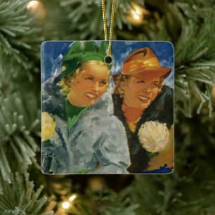 Vintage Beste Vriendinnen! Elegante en stijlvolle  Keramisch Ornament