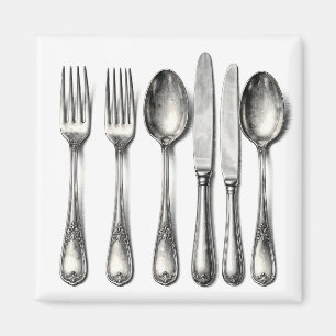 Vintage Bestek Sierlijk Plat Bestek Keuken  Magneet
