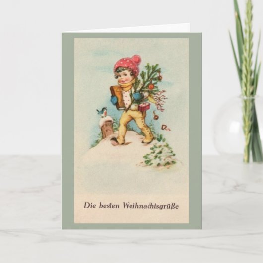 Vintage Besten Weihnachtsgrüße Duitse Kerstmis Kaart (Voorkant)