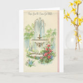 Vintage "Beterschap" Met Fontein Kaart (Gele Bloem)