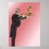 Vintage Beverages, Butler Serving Wine on Tray Poster (Voorkant)