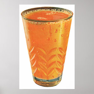 Vintage Beverages, glas van Oranje Juice Breakfast Poster