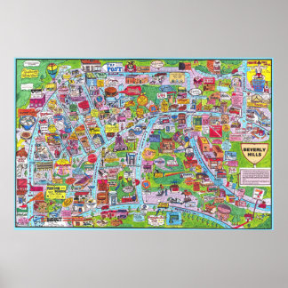 Vintage Beverly Hills California kaartposter 1985 Poster