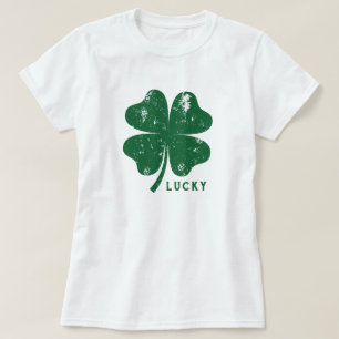 Vintage Bewerkbare Kleur Lucky Clover St Patrick's T-shirt