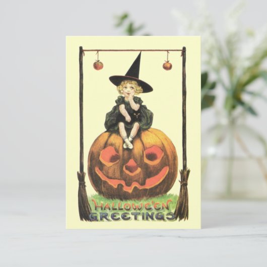 Vintage Bewitching Halloween Kaart (Staand voorkant)