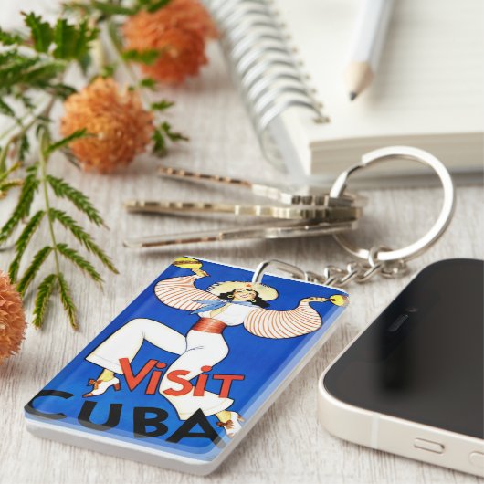 Vintage - Bezoek Cuba Sleutelhanger (Voorkant Rechts)