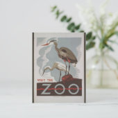 Vintage Bezoek de dierentuin Briefkaart (Staand voorkant)