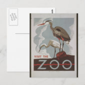 Vintage Bezoek de dierentuin Briefkaart (Voorkant / Achterkant)