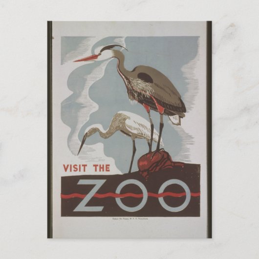 Vintage Bezoek de dierentuin Briefkaart (Voorkant)