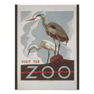 Vintage Bezoek de dierentuin Foto Afdruk