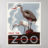 Vintage Bezoek de dierentuin Poster (Voorkant)