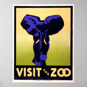 Vintage Bezoek de dierentuin Poster